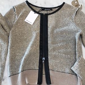 SOLD!! Super Cute Sweater Jacket with Faux Leather Zipper